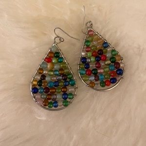 Beaded Rainbow Teardrop Earrings